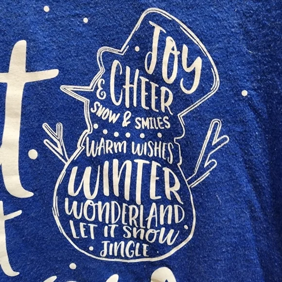 Holiday Time Let it Snow blue holiday short sleeve shirt Size Small 4-6 - Picture 3 of 7
